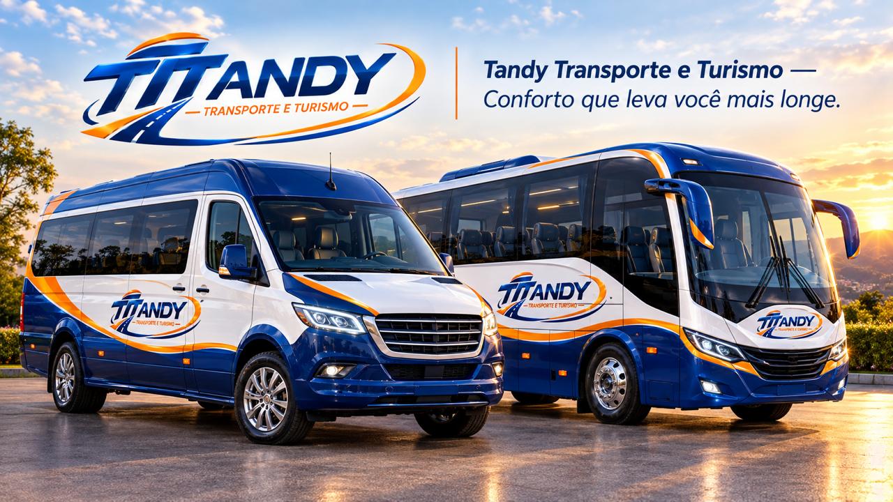 Van e micro-ônibus apresentados com a identidade visual TANDY